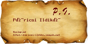 Páricsi Ildikó névjegykártya